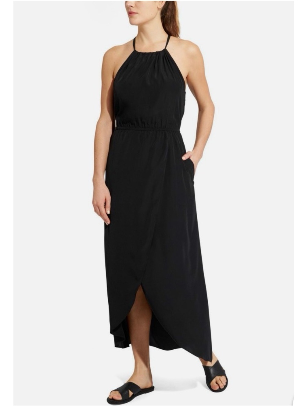 Athleta Ripple Maxi Drop Waist High Low Knit Dress Size S